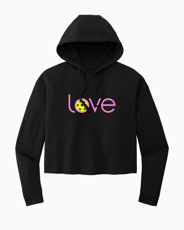 Love Pickleball Crop Hoodie Women's Black