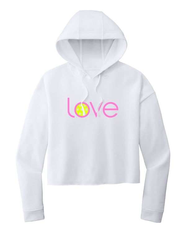 Love Pickleball Crop Hoodie Women's White