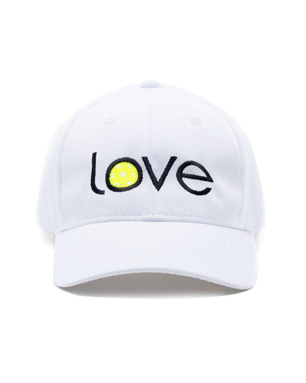 Love Pickleball Sport Cap White Performance Fabric