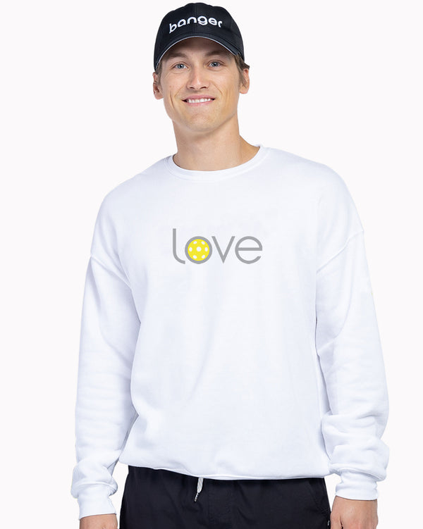 Love Pickleball Crew Neck Sweatshirt White