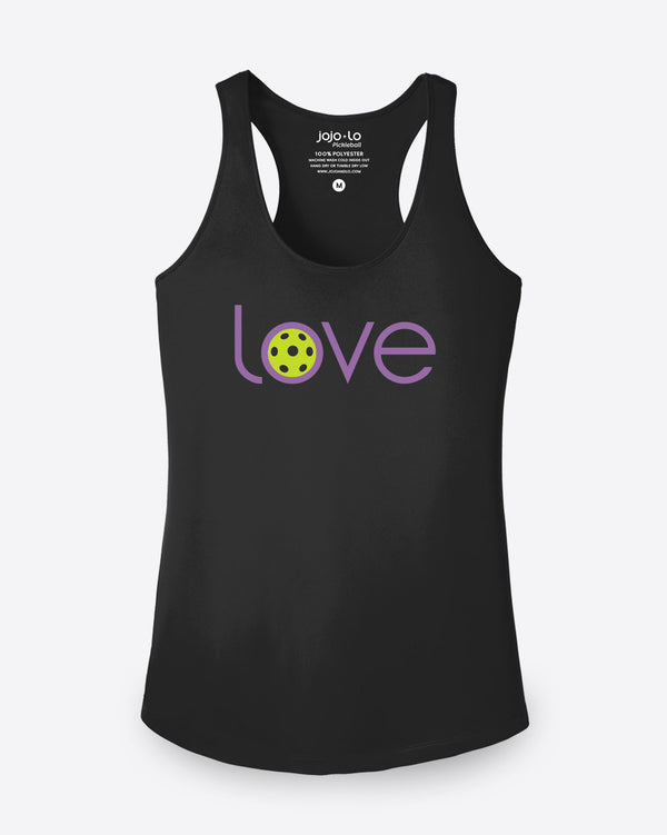 Love Pickleball Tank Top Women's Black Performance Fabric