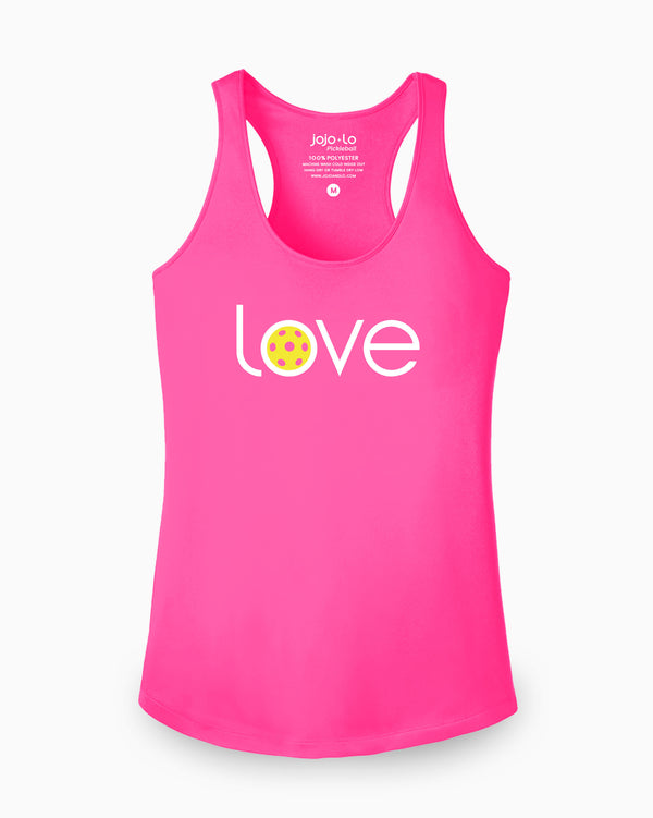 Love Pickleball Tank Top Women's Pink Performance Fabric