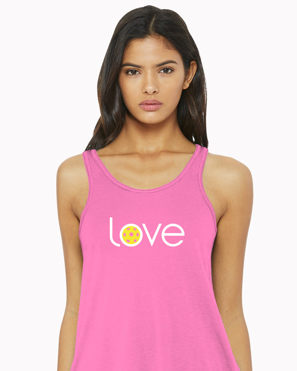 Love Pickleball Tank Top Women's Pink Tri-Blend Fabric