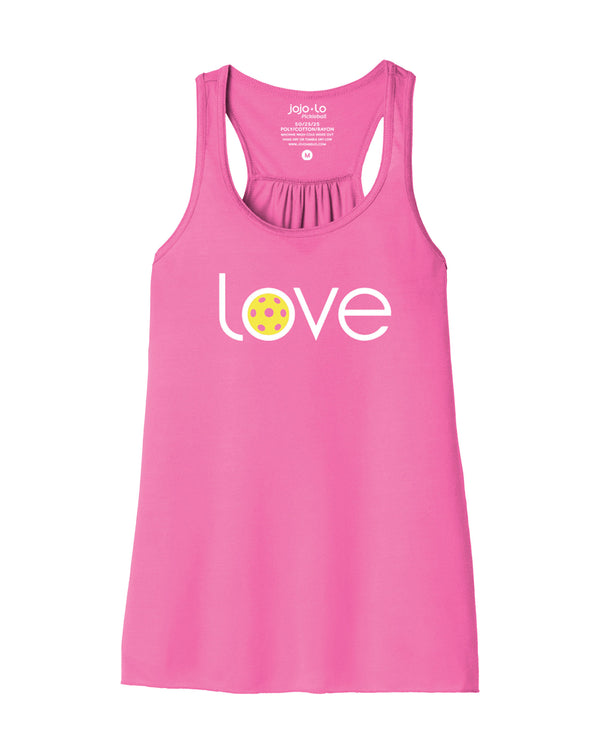 Love Pickleball Tank Top Women's Pink Tri-Blend Fabric