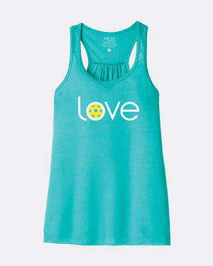 Love Pickleball Tank Top Women's Teal Tri-Blend Fabric