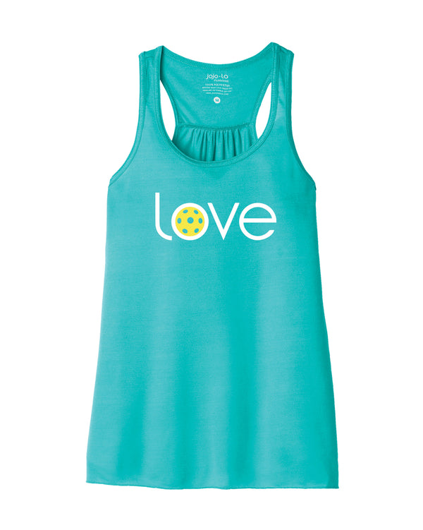 Love Pickleball Tank Top Women's Teal Tri-Blend Fabric