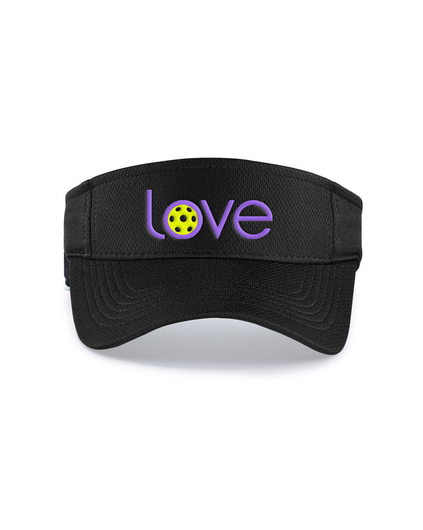Love Pickleball Visor Black Performance Fabric