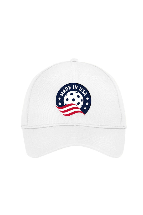 Made In USA Pickleball Hat White Performance Fabric