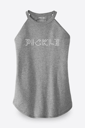 Metallic Silver Pickle Pickleball Tank Top Women’s Grey Tri-Blend Fabric