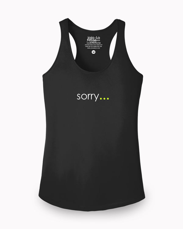 Sorry Not Sorry Pickleball Tank Top Women’s Black Performance Fabric