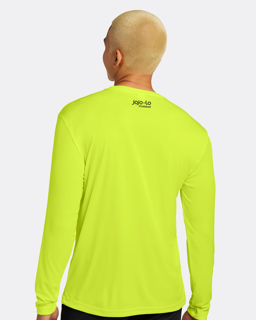 Banger Pickleball Long Sleeve T-Shirt Men's Neon Yellow Performance Fabric