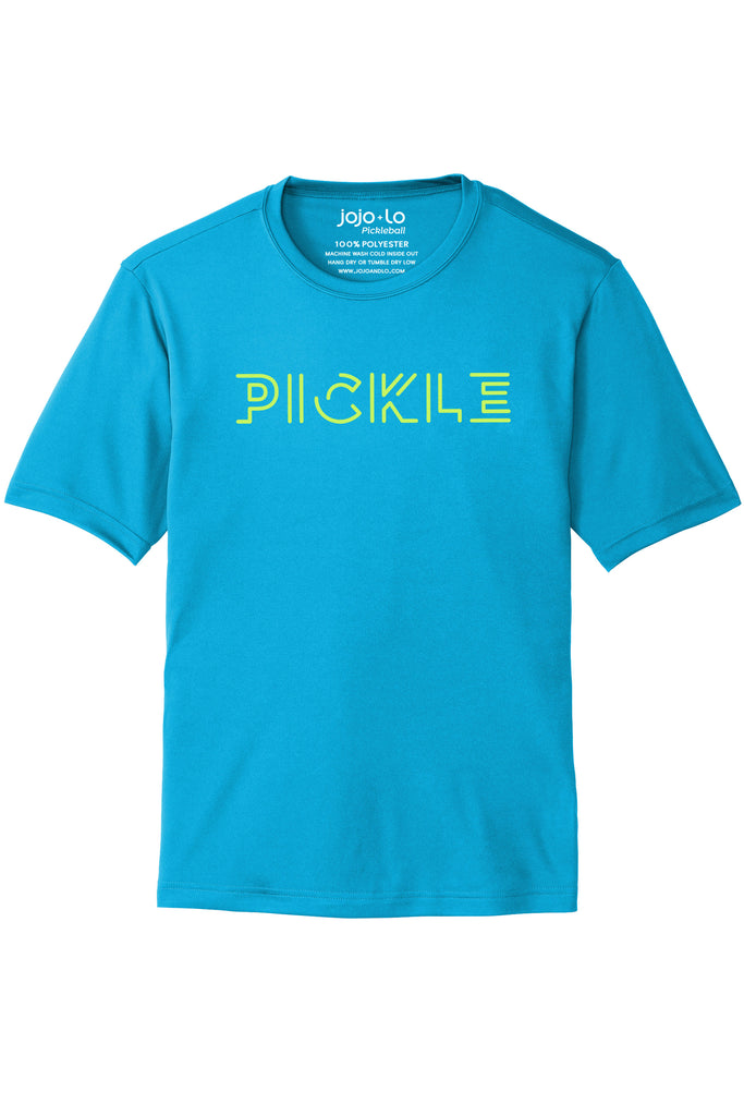 Pickle Pickleball T-Shirt Men's Atomic Blue Performance Fabric