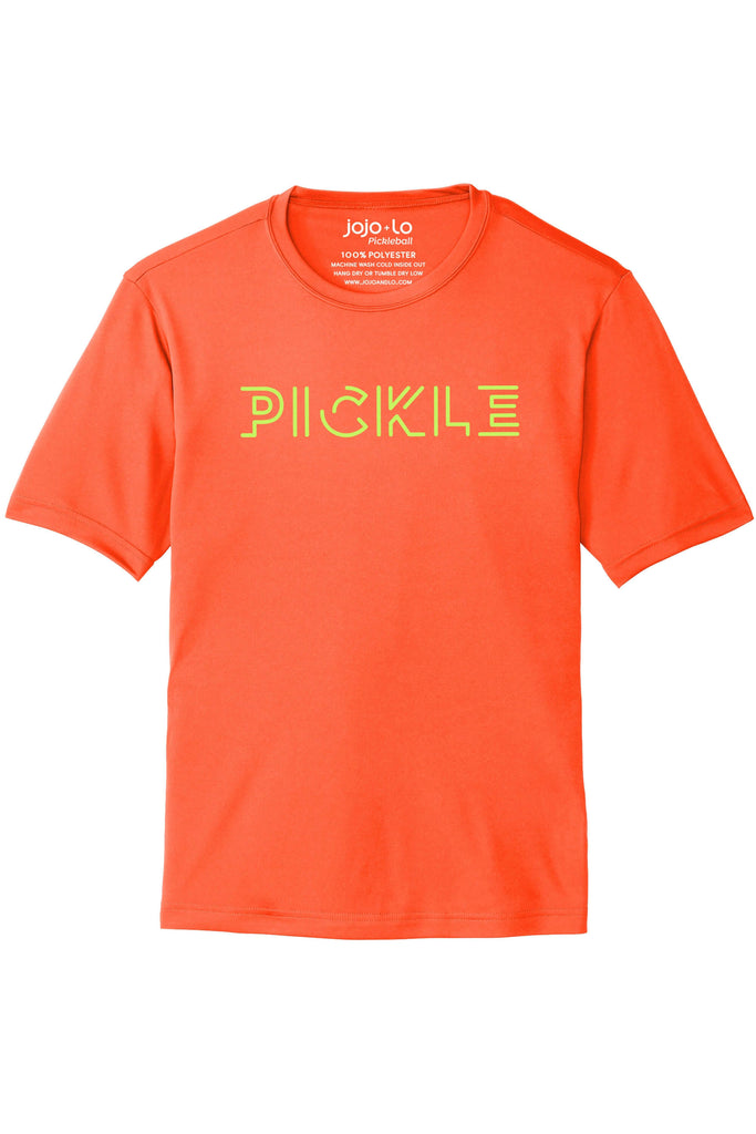 Pickle Pickleball T-Shirt Men's Neon Orange Performance Fabric