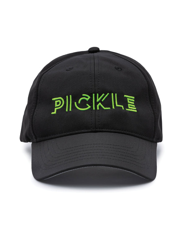 Pickle Pickleball Sport Cap Black Performance Fabric