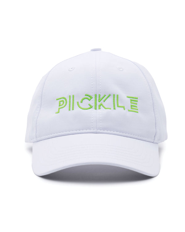 Pickle Pickleball Sport Cap White Performance Fabric