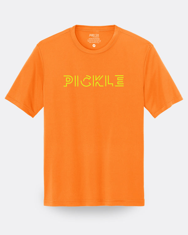 Pickle Pickleball T-Shirt Men's Neon Orange Performance Fabric