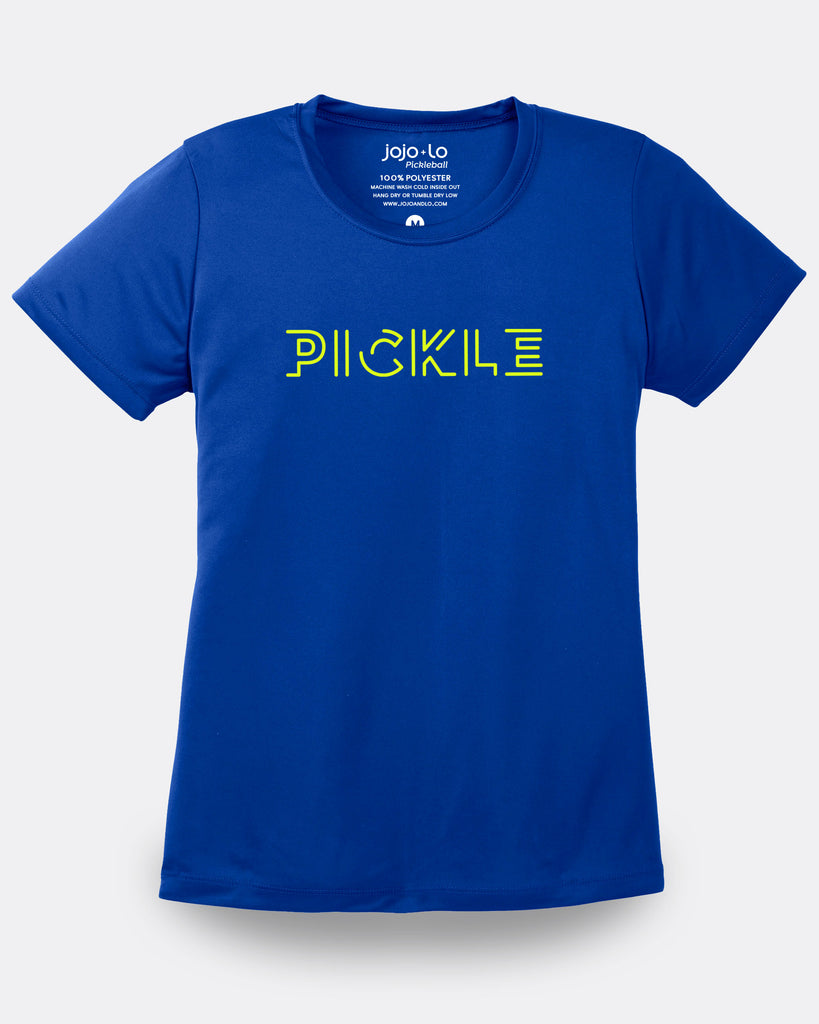 Pickle Pickleball T-Shirt Women's Royal Blue Performance Fabric