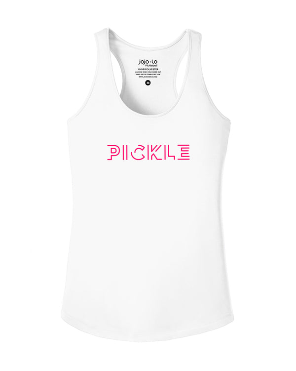 Pickle Pickleball Tank Top Women's White Performance Fabric