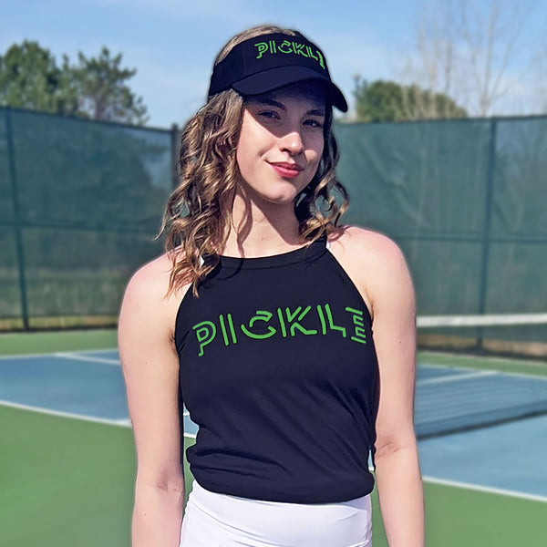 Green Pickle Pickleball Visor Black Performance Fabric