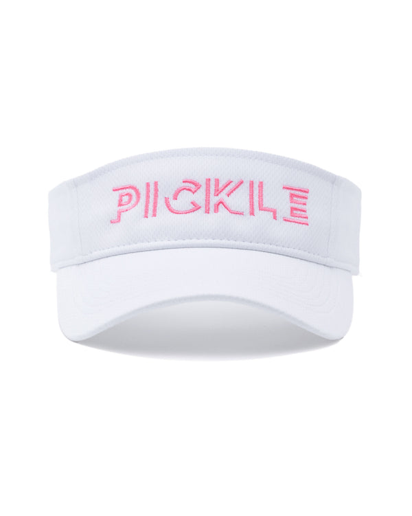 Pink Pickle Pickleball Visor White Performance Fabric