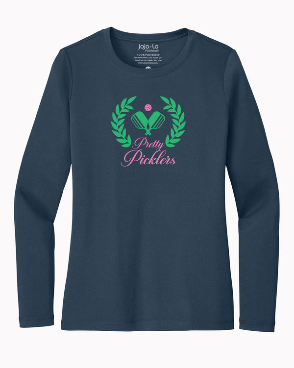 Pretty Picklers Women's Sun Protection Shirt Navy UPF 50 Fabric