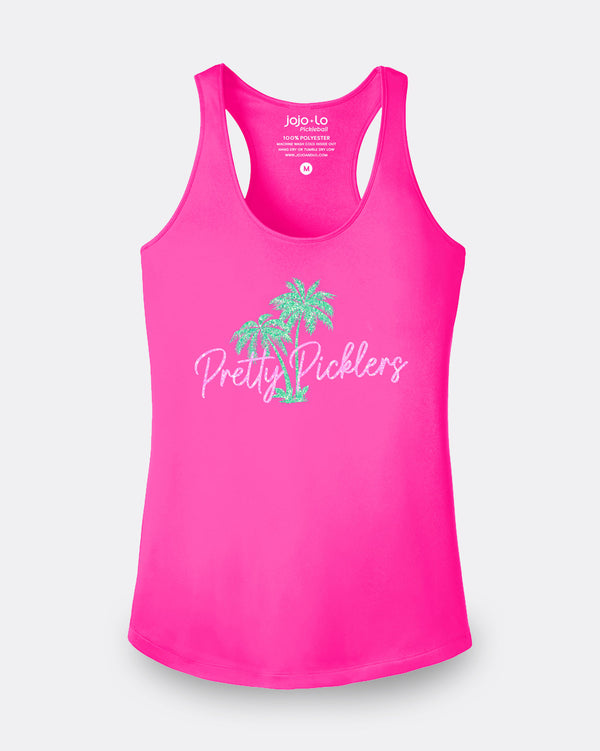 Pretty Picklers Pickleball Tank Top Women's Pink Performance Fabric