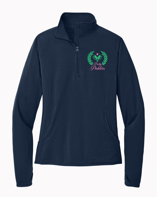 Pretty Picklers Women's Navy Sport-Wick Stretch 1/4-Zip Pullover