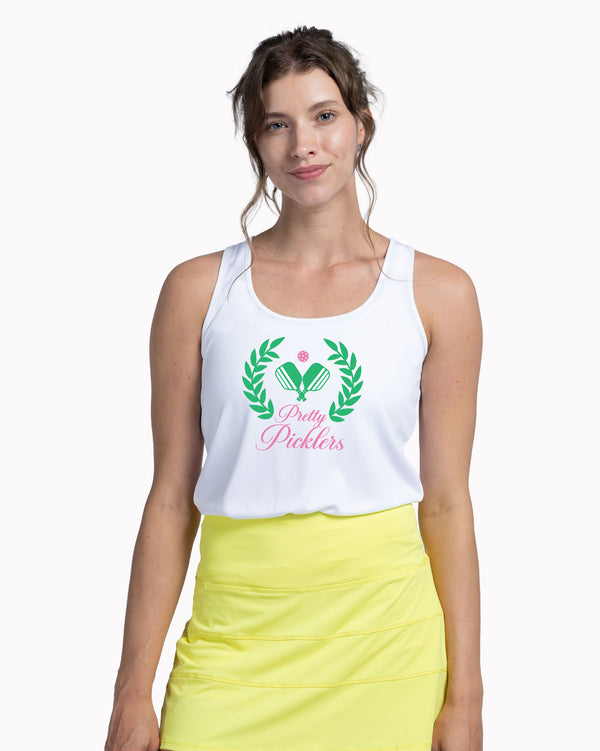 Pretty Picklers Tank Top Women's White Performance Fabric