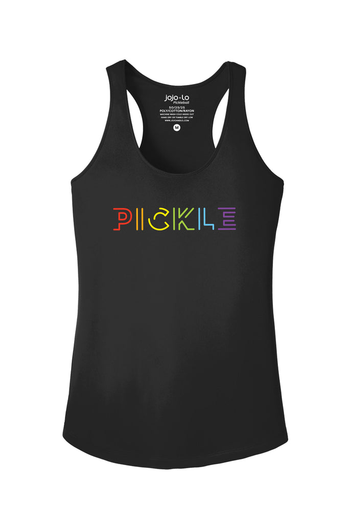 Prism Pickle Pickleball Tank Top Women's Black Performance Fabric
