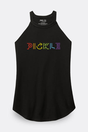 Prism Pickle Pickleball Tank Top Women's Black Tri-Blend Fabric