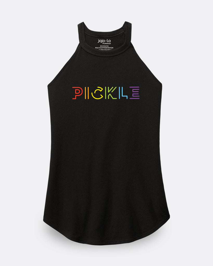 Prism Pickle Pickleball Tank Top Women's Black Tri-Blend Fabric