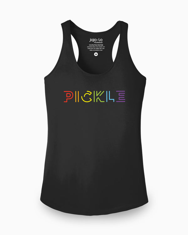 Prism Pickle Pickleball Tank Top Women's Black Performance Fabric