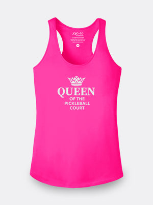 Glitter Flake Queen of the Court Pickleball Tank Top Women's Pink Performance Fabric
