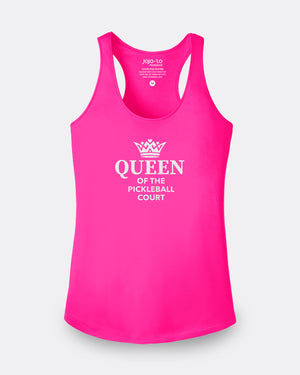 Glitter Flake Queen of the Court Pickleball Tank Top Women's Pink Performance Fabric