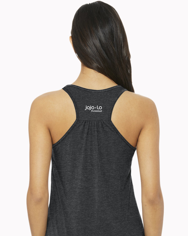 Rise & Shine Pickleball Tank Top Women's Dark Grey Tri-Blend Fabric