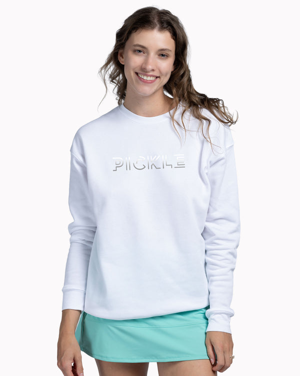 Silver Foil Pickle Pickleball Drop Shoulder Sweatshirt