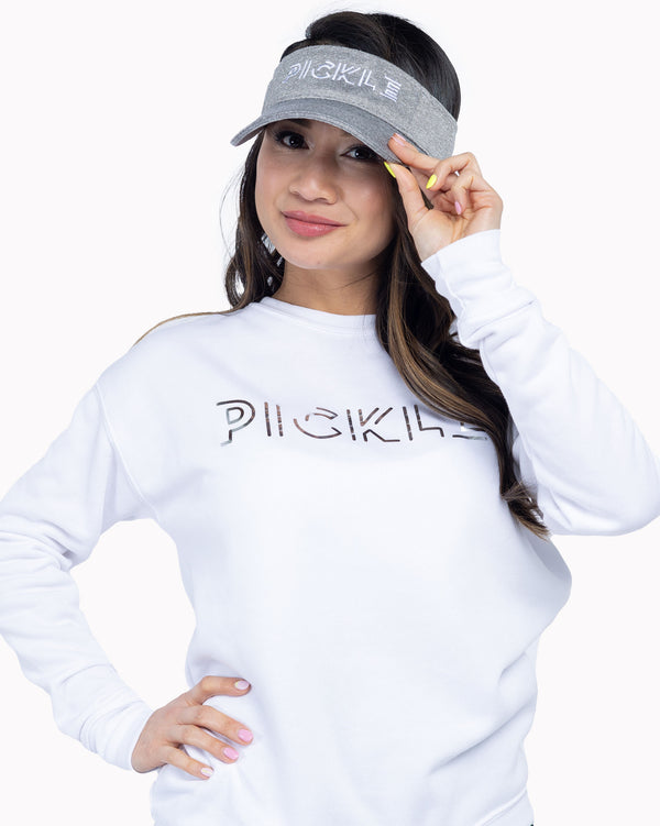 Silver Foil Pickle Pickleball Crew Neck Sweatshirt