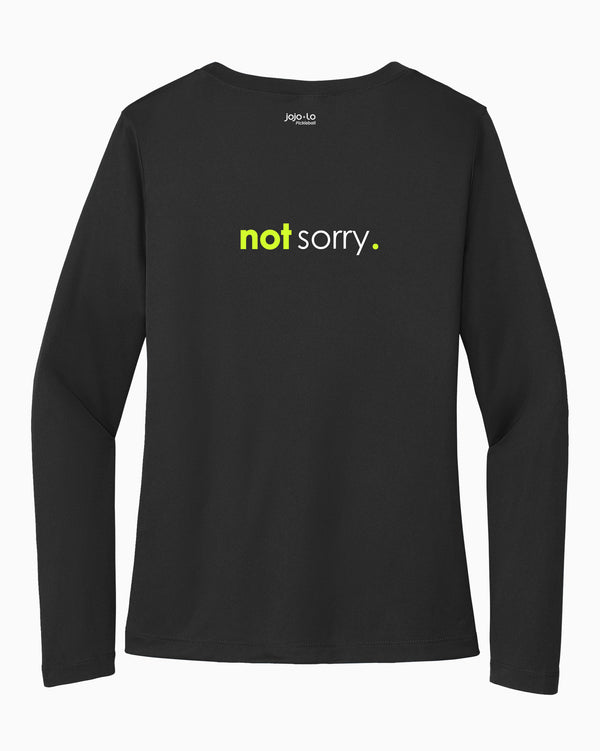 Sorry Not Sorry Pickleball Long Sleeve Women's Black Performance Fabric