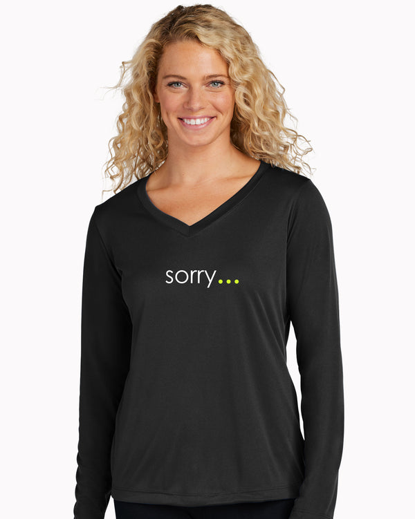 Sorry Not Sorry Pickleball Long Sleeve Women's Black Performance Fabric