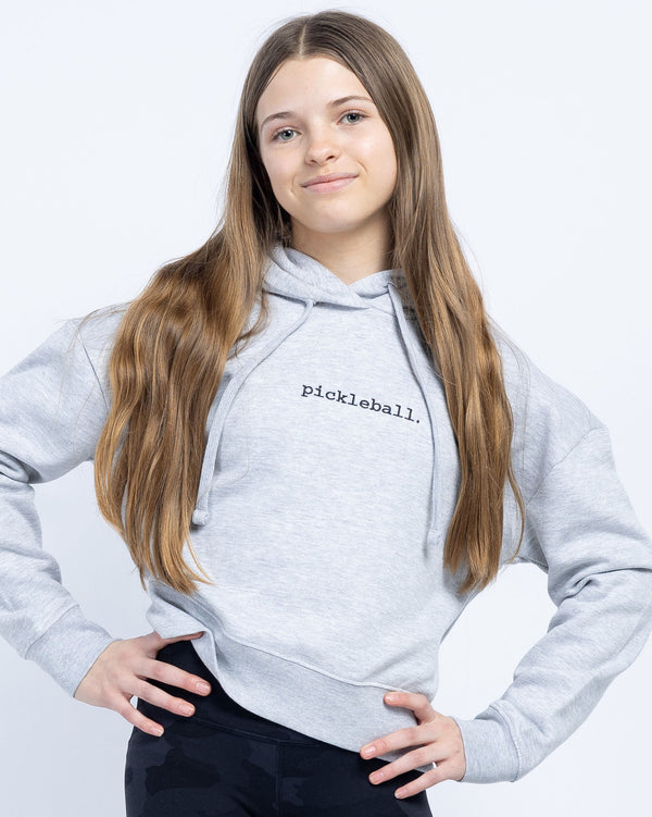 Statement Pickleball Crop Hoodie Women's Heather Grey