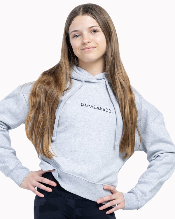 Statement Pickleball Crop Hoodie Women's Heather Grey