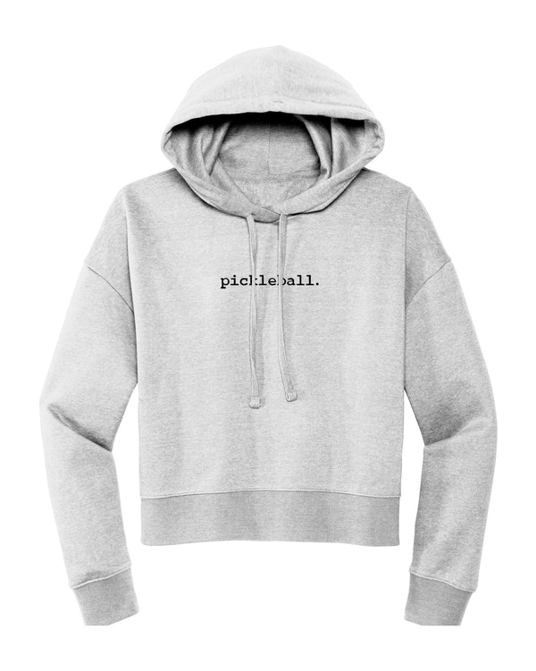 Statement Pickleball Cropped Fleece Hoodie Women's Light Heather Grey