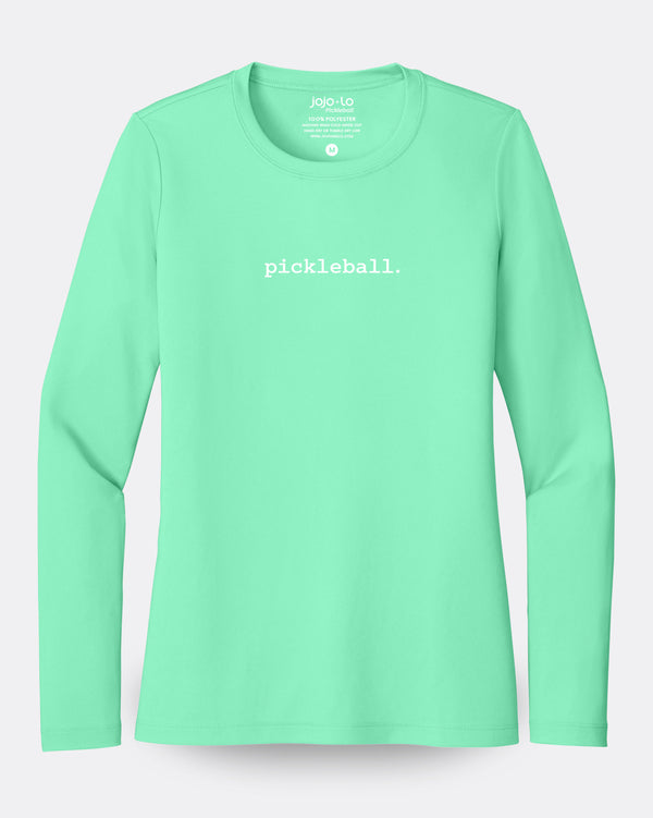 Statement Pickleball Long Sleeve T-Shirt Women's Green UPF 50 Fabric