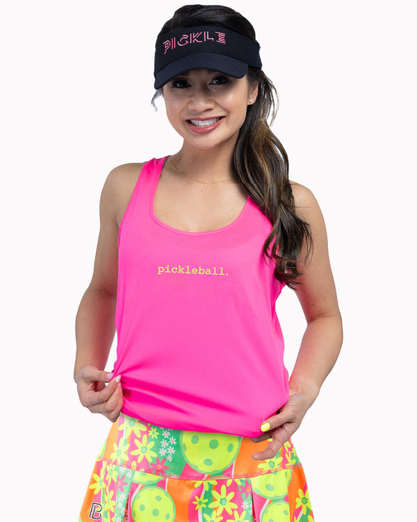 Statement Pickleball Tank Top Women's Neon Pink Performance Fabric