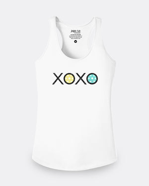 Glitter Flake XOXO Pickleball Tank Top Women's White Performance Fabric