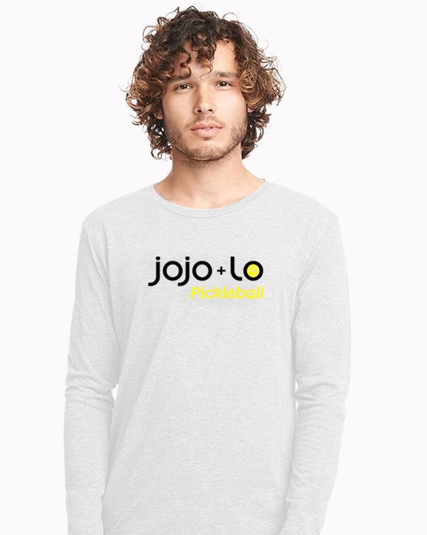 jojo+lo Pickleball Long Sleeve T-Shirt Heather White Tri-Blend Fabric