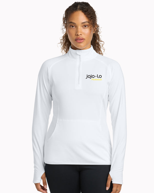 jojo+lo Women's White Sport-Wick Stretch 1/4-Zip Pullover