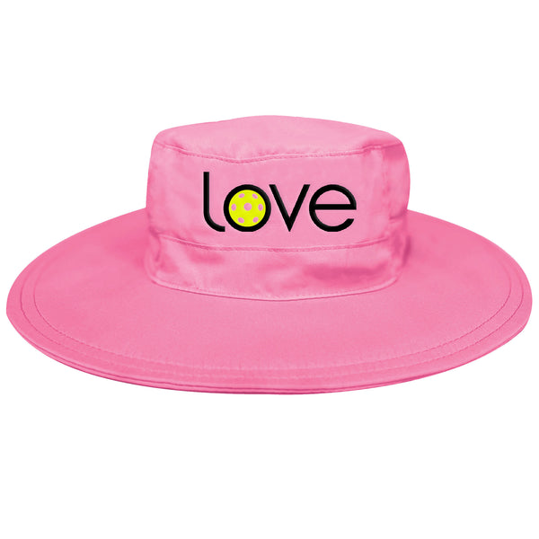 Love Pickleball Sun Hat Pink UPF 50 Performance Fabric