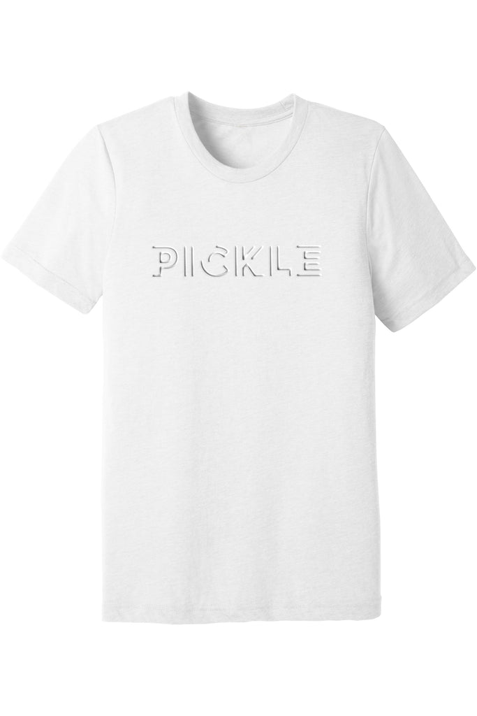 Silver Foil Pickle Pickleball T-Shirt White Tri-Blend Fabric